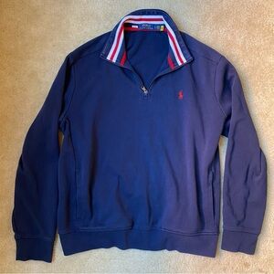 Polo Ralph Lauren Men’s Preppy Navy Quarter-Zip Long Sleeve Pullover Size Large